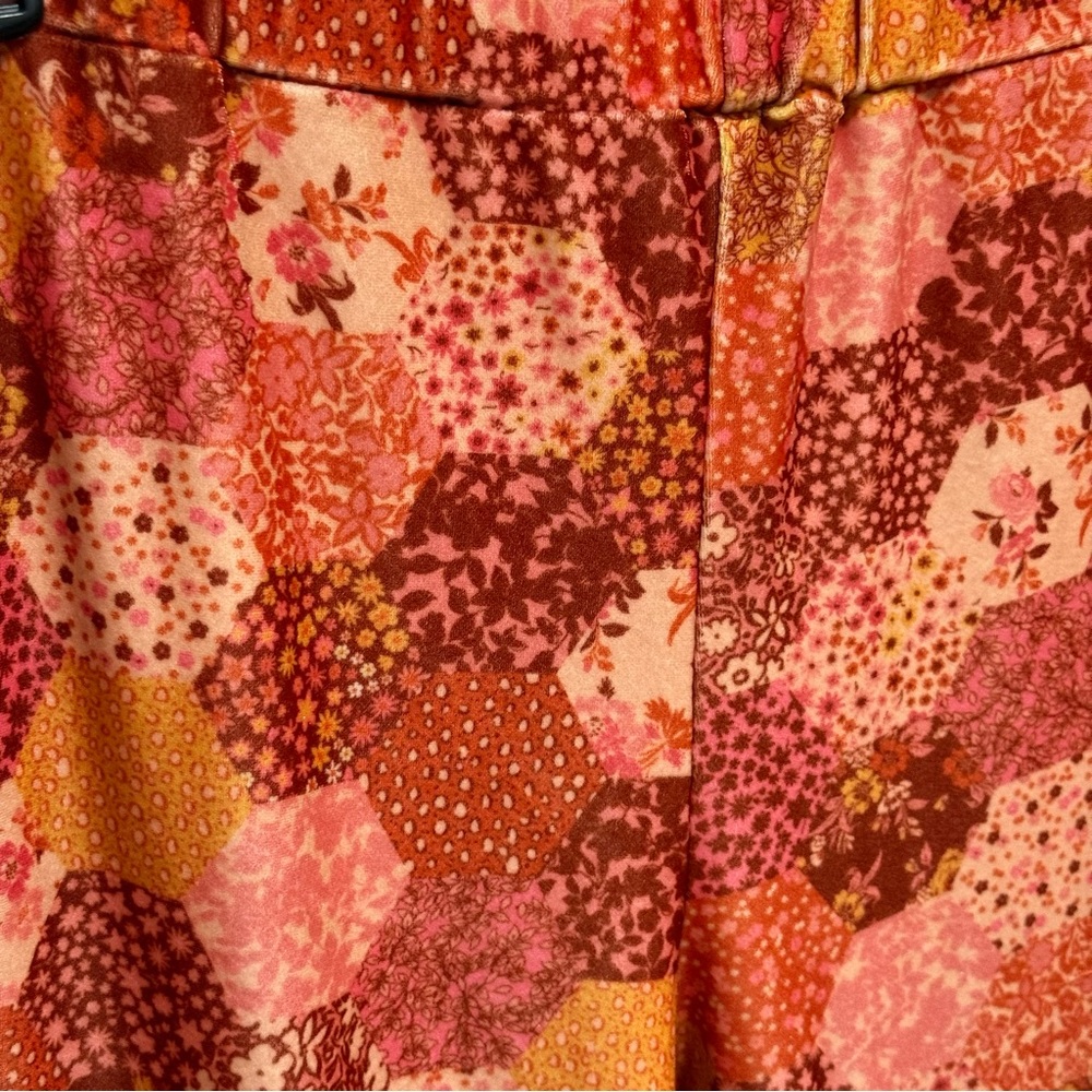 Flare Street Velvet Flare Pant XL Geometric Floral Retro 70 Boho Festival Hippie - Picture 7 of 16